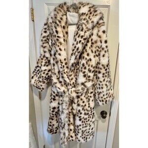 New Women’s Leopard Print Hooded Faux Fur Coat-Thick Long Coat Soft Texture